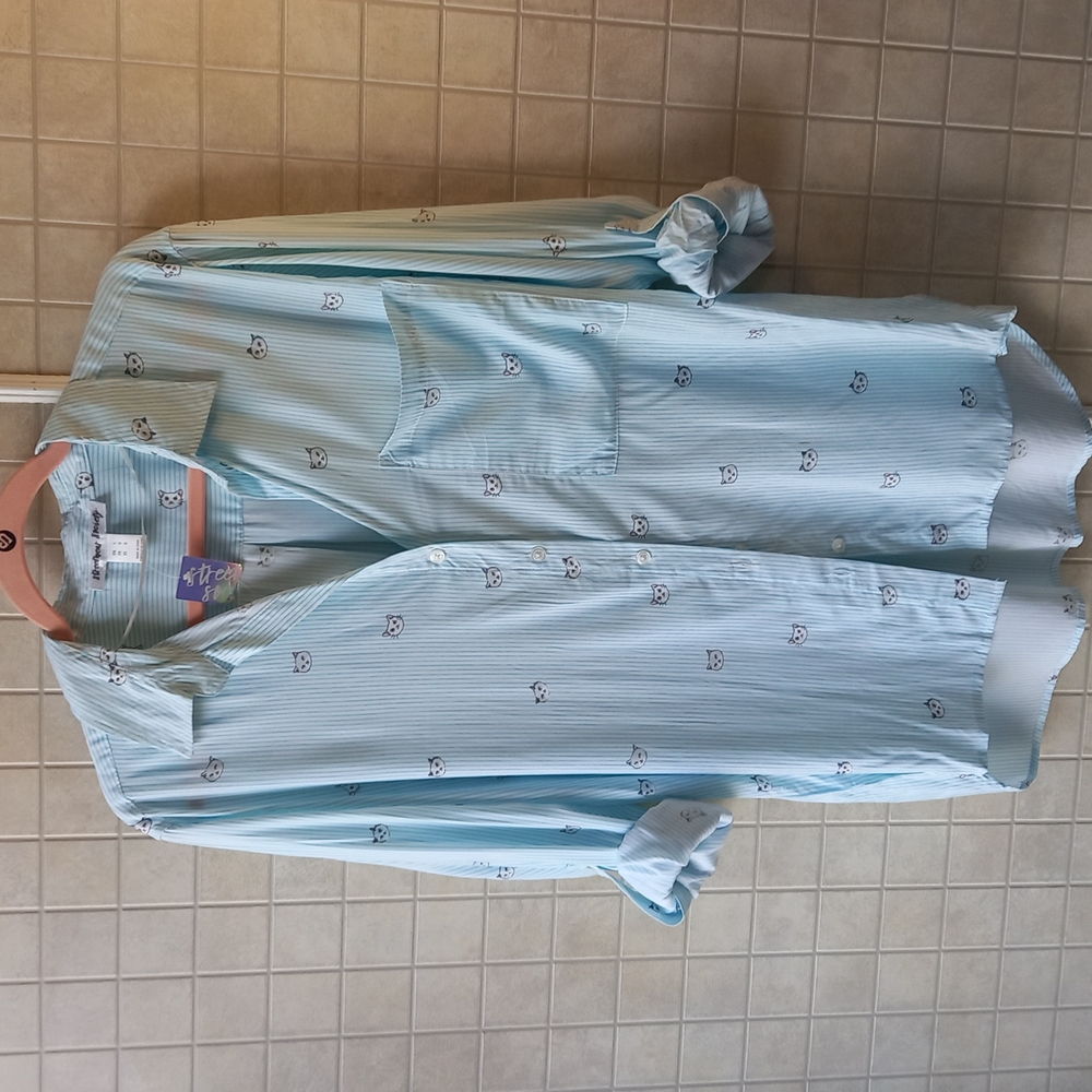 Streetwear Society cat print button up shirt